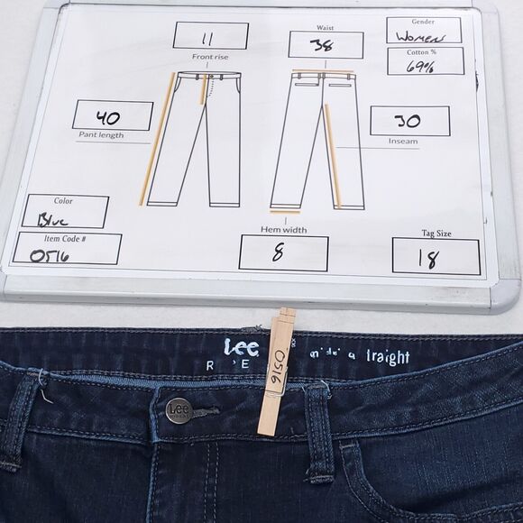 Lee Casual Button Zip Denim Medium Wash Jeans Womens Size 18 Blue - Picture 9 of 9